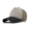 Boné de Tela de Algodão Desgastado Lavado com Logo Personalizado para Homens com Design Color-Blocking de Cinco Painéis, Boné de Baseball Trucker