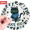 50 Compras Directas Transfronterizas Lindos Pegatinas de Dibujos Animados para Diario de Gato Negro Taza de Agua de Gato Negro Cuaderno Pegatinas Impermeables de PP