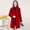 Casaco longo de veludo imitação de cordeiro feminino novo de inverno 2022 mãe estilo coreano plus size casaco feminino estilo estrangeiro