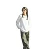 Camiseta Blanca de Manga Larga de Alta Gama para Mujer Algodón Puro 2026 Nuevo Artículo Artículo Popular Principios de Otoño Estilo Holgado Perezoso Prenda Base