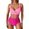 Traje de baño para mujer 2025 al por mayor Bikini transfronterizo Estilo europeo y americano Traje de baño de dos piezas Comercio exterior Cintura alta Modelo nuevo
