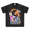 Camiseta de Manga Corta Estampada de Hip-Hop Chris Brown Algodón Pesado Cuello Redondo Sudadera con Capucha