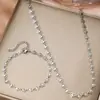 Venta Caliente Transfronteriza Europea y Americana Acero Inoxidable Forma de Corazón Doble Capa Cadena Corazón a Corazón Lujo Accesible Corazón Hueco Conjunto de Collar y Pulsera