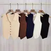 Chaleco de Punto Estilo Coreano Chaleco Fino para Mujer Verano 2024 Chaleco Exterior Chaleco Cárdigan Solapa Sin Mangas Top