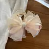 Pinza de Garra con Moño Floral de Malla Estilo Coreano Nuevo Elegante Tamaño Mediano para Recogido en la Parte Trasera de la Cabeza Pinza de Tiburón Horquilla de Color Contrastante para Mujeres