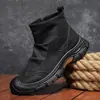 Botas de trabajo de alta caña vintage para hombre para otoño, zapatos versátiles para hombre para senderismo al aire libre, trabajo y uso casual.