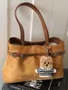Bolso Grande de Ante Estilo Coreano para Mujer 2025 Invierno Nuevo Moda Retro Bolso de Axila Bolso Tote Simple para Viajar