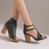 2026 Nuevas Sandalias Romanas Retro de Punta Abierta Botines Tacones Gruesos Altos Tallas 31-50 Zapatos de Exportación