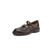 Elegantes Mary Janes de Piel de Oveja con Camelia Estilo Francés Zapatos Pequeños de Cuero 2025 Tacón Medio Grueso Punta Redonda Cuero Genuino Zapatos de Un Botón para Mujer