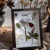 Marco de Fotos de Flores Secas Marco de Mesa Marco de Fotos Simple Hueco Tridimensional Marco de Fotos Pintura de Luz Vidrio Tamaño Grande Madera de Café con Veta