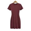 G007-24 Vestido tubo de manga corta con cuello redondo, ajustado, sexy, estilo coreano, para principios de primavera, para chicas calientes, estilo puro deseo
