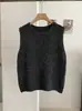 Colete Tricot Redondo Cor Sólida KEKEZOON Suéter Soltinho Sem Mangas para Mulheres Top Versátil 8953