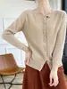 26 Outono Precoce Novo Estilo Cardigan de Tricô de Lã com Gola Redonda Cor Sólida Solto Moda Manga Longa Camada Base Roupa Externa Suéter