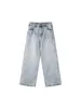 Jeans de estilo callejero americano con un gran estampado de alas en la parte baja de la espalda, diseñados para primavera y otoño, con un diseño holgado de pierna ancha.