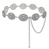 Corrente de Cintura Cabeça de Vaca Corrente Decorativa Transfronteiriça Nova Cintura Feminina Corrente de Fivela Oval de Metal Elegante Versátil com Casaco