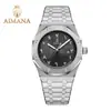 Relógio de pulso masculino suíço popular estilo Royal Oak, relógio de quartzo à prova d'água com pulseira de aço e mostrador com algarismos arábicos