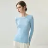 Suéter de cachemira pura listo para usar de primera línea para mujer, cuello redondo capa base 2 nuevos suéteres de punto elegantes de corte ajustado