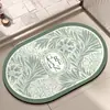 Tapete de Chão de Terra de Diatomáceas Estilo Americano Floral para Banheiro, Entrada de Vaso Sanitário, Tapete Antiderrapante, Tapete Absorvente de Secagem Rápida para Banheiro