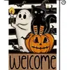 Nova Bandeira de Jardim Poliéster Impresso Dupla Face Padrão Abóbora Gato Bruxa Halloween Decoração de Quintal ao Ar Livre