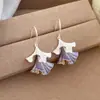 Pendientes de Gancho con Hojas Plegadas Estilo Aceite de Dopamina Dulces y Elegantes Estilo Fresco Pendientes de Nicho de Gama Alta para Mujer