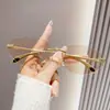 Gafas de Sol Ovaladas sin Marco Retro Europeas y Americanas para Mujer, Gama Alta, Anti-UV, Estilo Callejero de Celebridad de Internet, Gafas de Sol con Protección Solar