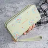 Bolsa Feminina Longa Versátil com Zíper Duplo Estilo Coreano Estudante Flor Grande Capacidade Bolsa para Celular Bolsa de Mão Carteira de Moedas Macia Venda por Atacado