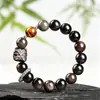 Pulseira de Obsidiana Prateada Natural, Design de Dança do Leão Estilo Chinês, Unissex, Joia Cultural Estilo Chinês, Obsidiana, Pedra Olho de Tigre, Pulseira com Pingente da Paz, Atacado