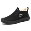 Zapatos de algodón de invierno con forro de felpa, botas de algodón con suela de neumático, zapatos sin cordones a prueba de viento, impermeables y a prueba de nieve para exteriores para hombre, botas de nieve