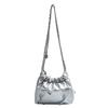 Bolso de Cubo Estilo Occidental Texped Plisado Moderno Combinable Bolso de Axila con Cadena Trendy para Ir al Trabajo Bolso Bandolera Texped