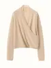 Moda Francesa Otoño e Invierno Nuevo Estilo Suéter de Punto de Manga Larga Suave Encaje Cruzado Cuello en V Suéter de Cachemira Estilo Delgado para Mujer