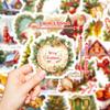 Paquete de 50 hojas de pegatinas navideñas, árbol de Navidad, copo de nieve, alce, pegatinas decorativas, nueva serie festiva transfronteriza