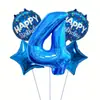 Set de Globos Azules de Papel de Aluminio Digitales de 32 pulgadas para Fiesta de Cumpleaños, Accesorios para Fotos, Suministros