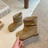 Botas para niña 2026 otoño nuevo estilo botas cortas de piel sintética para niños moda cremallera lateral forradas de felpa botas para bebé zapatos retro para niños