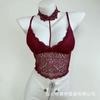 6613 Sexy Encaje Hermoso Espalda Chaleco Ropa Exterior Sexy Halter Tirantes Ins Súper Caliente con Almohadilla en el Pecho Top Interior para Mujer
