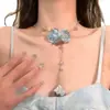 Collar Hua Zhi Xiao de Cristal Rosa Dulce con Cuentas Florales, Gargantilla Cadena Clavícula Estilo Vacaciones Frescas en la Costa