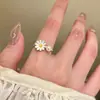 Anillo de Perla Margarita para Mujer, Simple y Dulce con un Toque de Lujo, Anillo Abierto, Diseño de Nicho, Anillo Apilable para Dedo Índice