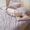 Juego de cama de lujo de alta gama de 1.2 m hecho de tela de algodón cepillado con bloques de color, juego de tres piezas para dormitorio principal, juego de cuatro piezas de algodón puro que incluye sábana bajera, funda de edredón y ropa de cama