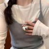Colar Coração Grande de Metal Feminino Longo Doce e Cool Estilo Sexy Nicho Simples Empilhado Estéreo Colar Coração Pêssego Joia