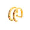 Aretes Europeos y Americanos Transfronterizos de Doble Capa con Zirconias Incrustadas, Aretes de Metal con Zirconias Coloridas, Joyería de Clip para Hueso de la Oreja de Estilo Dulce y Lujoso Ligero