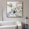 "Estética de la Dinastía Song" Pintura Decorativa de Sala de Estar Estilo Francés Vintage, Arte de Pared Personalizado para Casas de Huéspedes y Hoteles, Pintura de Pared para Estudio Estilo Chino