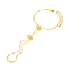 Pulsera de Dedo Estilo Europeo y Americano con Flor de Cuatro Hojas Puntiaguda y Diamante Blanco, Cadena de Muñeca de Estrella de Ocho Puntas Incrustada de Diamantes, Accesorio de Moda Nicho