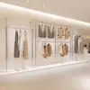 Estante de Exhibición de Acero Inoxidable para Tienda de Ropa, de Pie Simple Montado en Pared, Estante Lateral de Doble Capa para Tienda de Ropa para Hombres