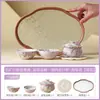 Juego de Té Kung Fu Camelia y Glicinia Pintado a Mano, Cerámica de Lujo Ligero Gaiwan y Tazas de Té, Práctico Set de Viaje para Preparar Té