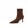 Botines de tacón alto para mujer con punta, colección otoño/invierno 2025, botines tipo calcetín con forro de felpa, versátiles, cómodos y fáciles de llevar, con efecto adelgazante