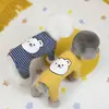 Ropa para Perro Pequeño Mascota Bichón Perro Teddy Camiseta Base Delgada Algodón Puro Pijama 25 Rayas Cuatro Patas Patchwork Oso