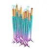Comercio Exterior Juego de 11 Brochas de Maquillaje Artista de Maquillaje Color Degradado Cola de Pez Pincel para Ojos Herramientas de Belleza Sombra de Ojos Sirena