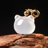 Gelatina Natural de Lichi Ágata Blanca Bolsa de la Suerte Colgante de Pata de Gato Pulsera de Ágata Blanca Hecha a Mano DIY Accesorios de Joyería de Gota Pequeña