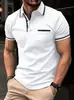 Camisa polo esportiva masculina com bolso de botão, venda rápida de verão 2024, europeia e americana