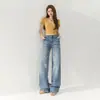 Jeans Retrô Americano de Cintura Baixa, Perna Reta Solta, Versátil para Primavera/Verão, Estampa de Gato, Jeans Drapeado, Novo 2026, Suporta Dropshipping
