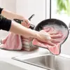 Trapo de cocina trapo de limpieza de cocina sin pelusa absorbente rejilla de piña trapo toalla cuadrada pequeña colgante toalla de mano de forro polar de coral